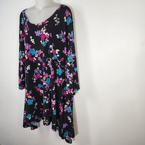 Woman Within Tunic Top Womens Plus 4X Pullover 3/4 Sleeve Sharkbite Hem Floral - Picture 5 of 10